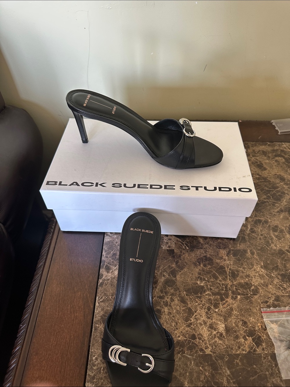 Black suede studio black heels